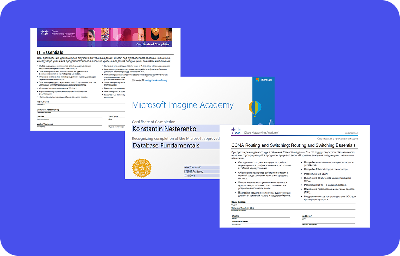 Kurs doirasidagi xalqaro sertifikatlar